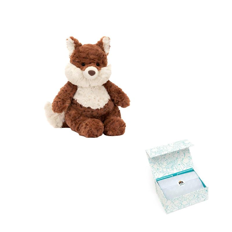 JELLYCAT Mortimer Fox White Brown Doll Plush Figure Sitting 22cm Height