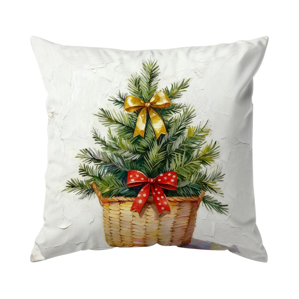 Oil Painting Style Christmas Pillowcase Bedroom Sofa Cushion Cover 100% Polyester Living Room Cushion Pillowcase Home Decor