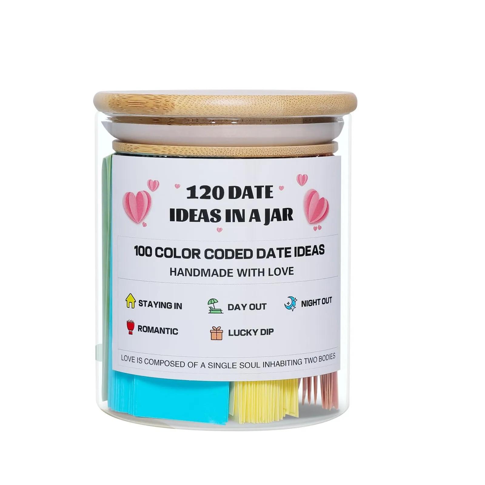 100 Date Ideas In A Jar Color Coded Date Ideas Budget-friendly Date Jar Anniversary Gifts Valentine s Day gift for couples One Size