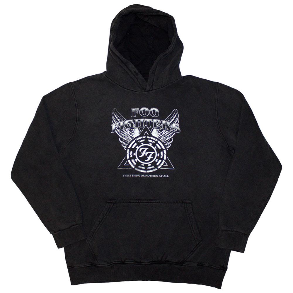 Foo Fighters Unisex Adult Everything Or Nothing At All Logo Stone Wash Pull Over Hoodie