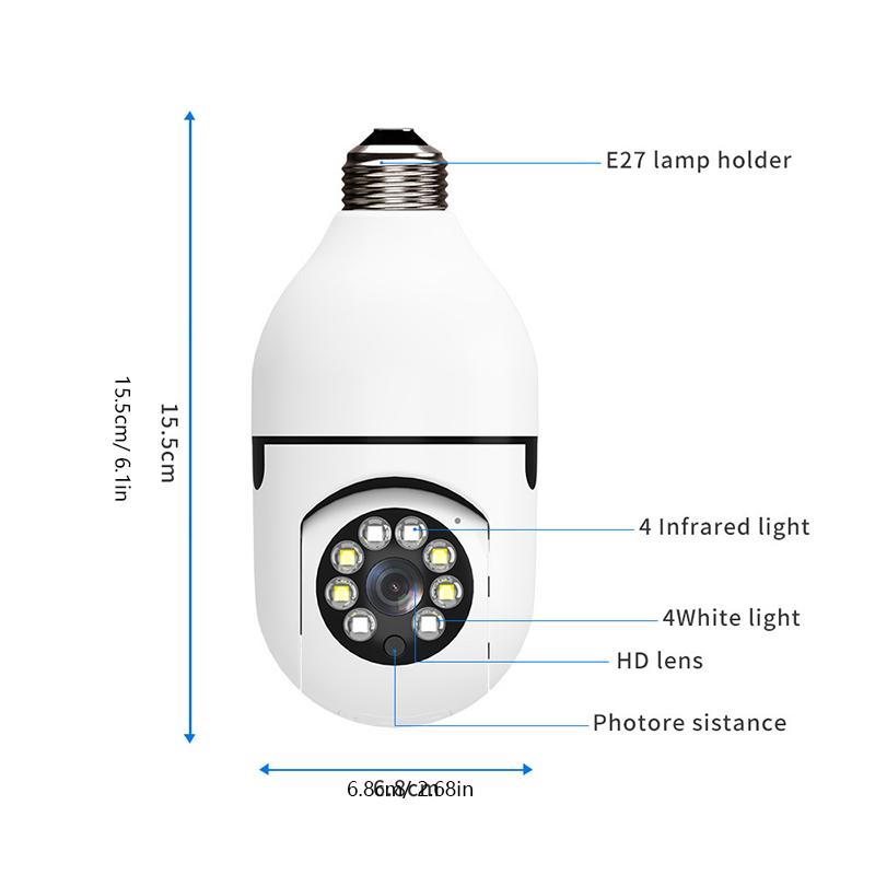 E27 Bulb Wifi Surveillance Camera Automatic Human Tracking Digital Zoom Full Color Night Vision Indoor Monitor Camera