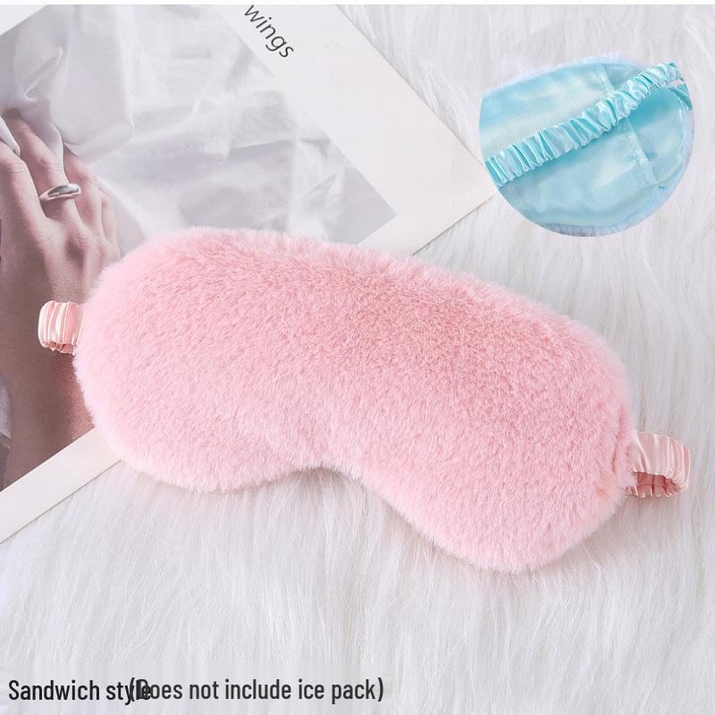 

Маска для сна из кроличьего меха блэкаут - Мягкая, дышащая, приятная к коже, плюшевый искусственный шелк для защиты глаз осенью/зимой.