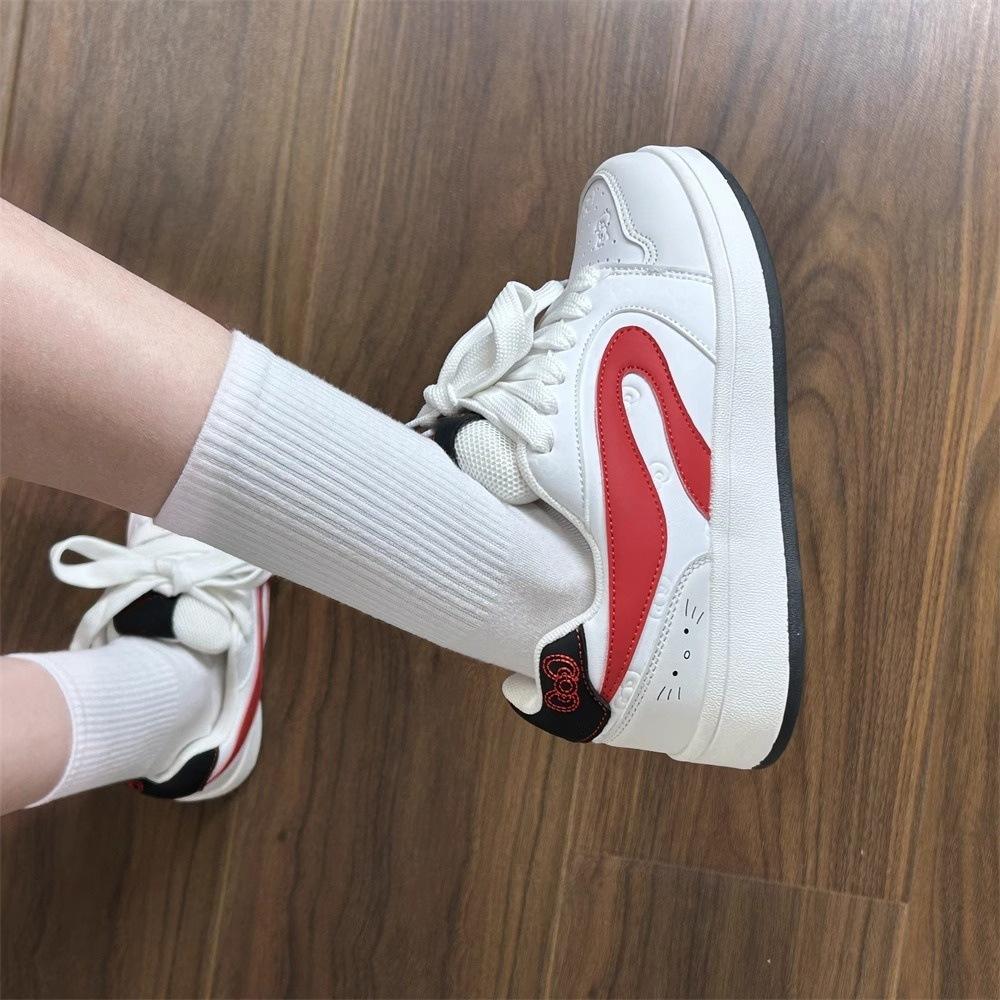 White and red color matching letter bread shoes women's spring new versatile sports and leisure board shoes