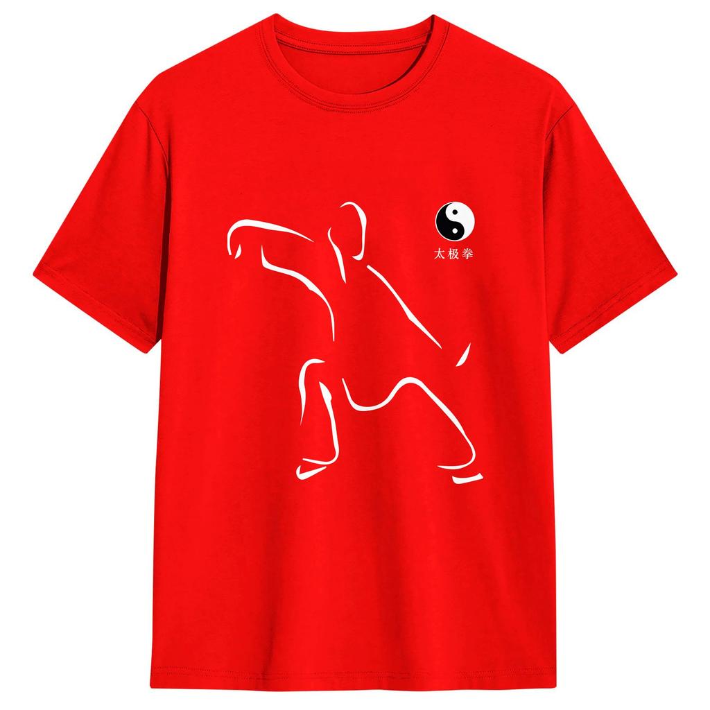 Tai Chi T-Shirt Sommer Baumwoll-T-Shirts Für Unisex Hippie Lässiges T-Shirt Kurzarm Street Style Oberteil Tees