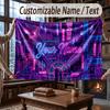 City Cyberpunk Theme Throw Blanket Custom Name Text Personalized Blanket Soft Cozy Blanket for Home Sofa Bed