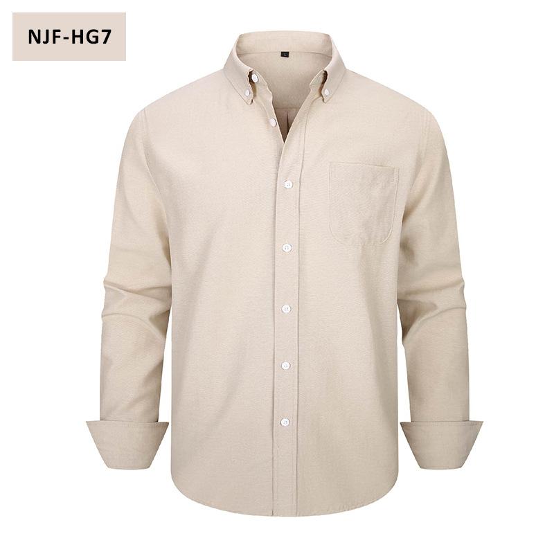 Men Long Sleeve Solid Color Casual Oxford Shirt Plus Size