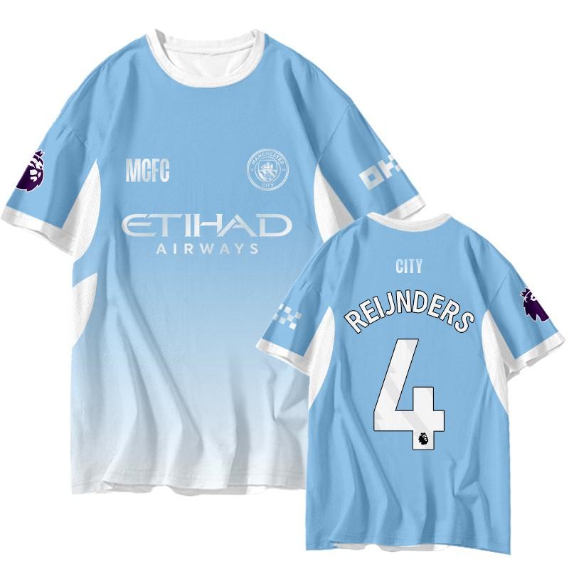 Manchester City ''-2027 Tricou Acasă/Deplasare Bărbați cu Mânecă Scurtă cu Uscare Rapidă Tricou Fotbal Croială Largă Respirabil Tricou de Performanță
