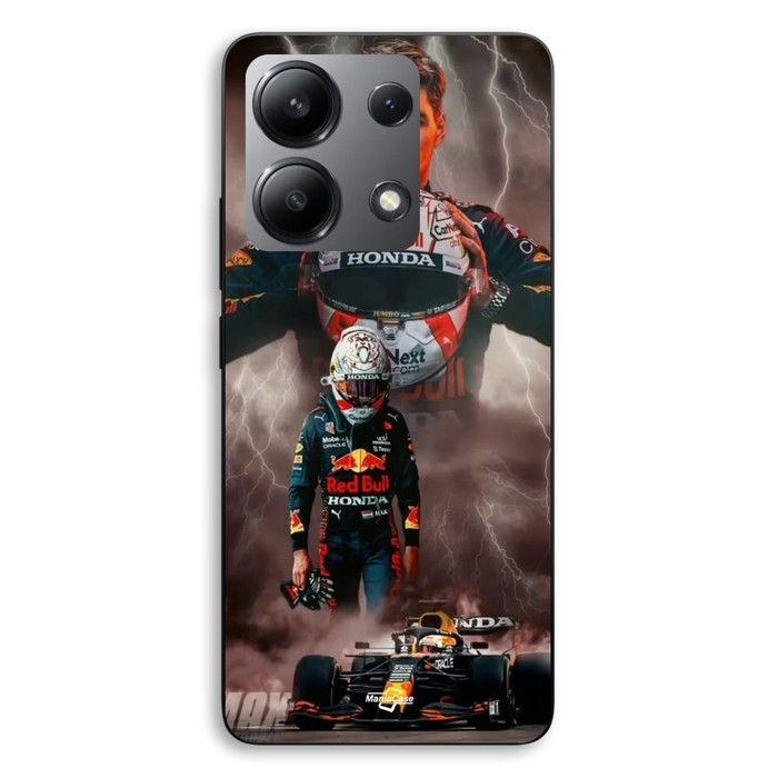 Coque de téléphone - MANIACASE - Xiaomi Redmi Note 13 4G - Silicone TPU - Motif Verstappen Casque F1 - Noir