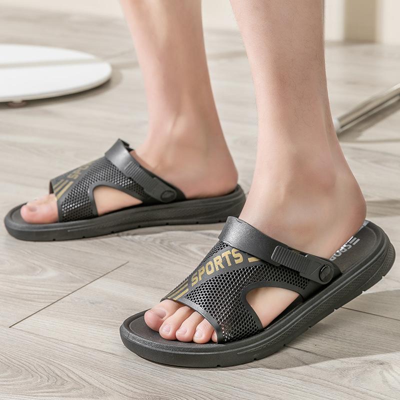 Fashionable Men's Sandals New Style Non-Slip Waterproof Thick Base Wear-Resistant Trendy Teenage Outerwear PVC Sole