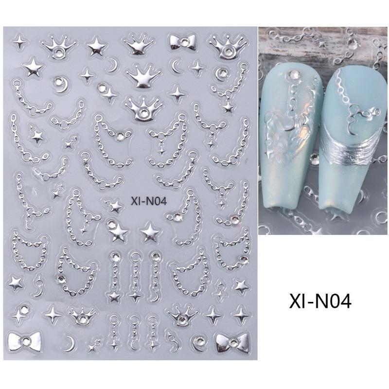 New Pearl Nail Art Stickers Ins Style Three-dimensional Semi-round Pearl Necklace French Love Nail Art Spot Drill Stickers