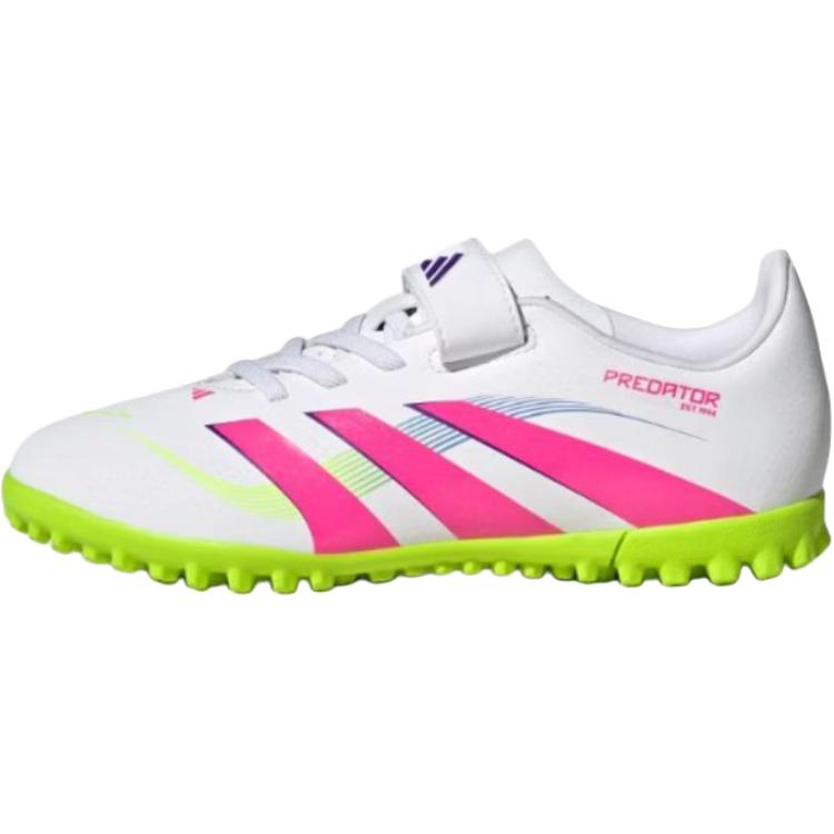 New Adidas Predator CLUB Anti Slip Wear Resistant Low Top Kids' Soccer Shoes White/Light Pink/Light Lemon Kids' ID3808