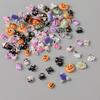 50/100Pcs Kawaii Halloween Nail Charms Cartoon Pumpkin Ghost Cat Mixed Sized Resin Ornaments Cute Spider Web Bat Nail Decor
