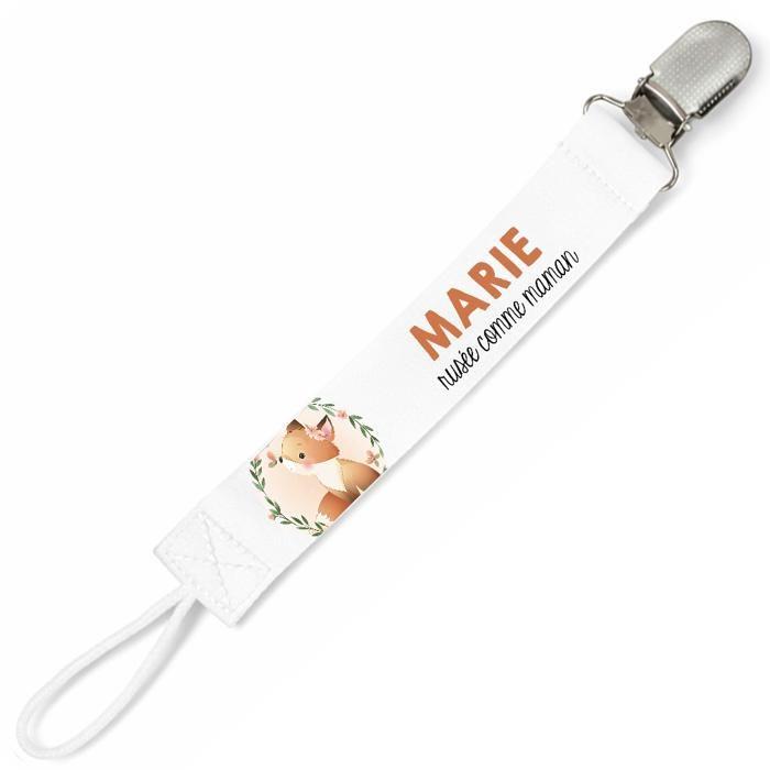 Planetee Attache tétine pour prénom MARIE rusee comme Maman Renard | Attache sucette cadeau naissance
