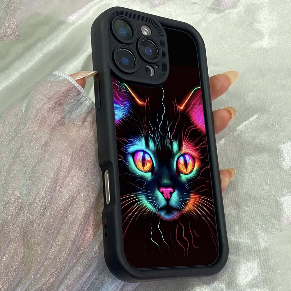 JT173 Colorful Cat for iPhone 17 16 15 14 Pro Max Samsung S26 S25 Ultra A17 A16 A07 A56 A15 A06 A14 Xiaomi 15T Redmi 15c 14C Note 13 14 Soft TPU Case