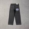 DRIPX High Quality Printed Embroidery Straight Jeans Black Pants Men Jeans Printing Trend Street Wear