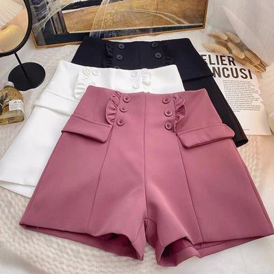 Short de costume d'été pour femme, slim, tendance, ample, jambes larges, croisé, décontracté