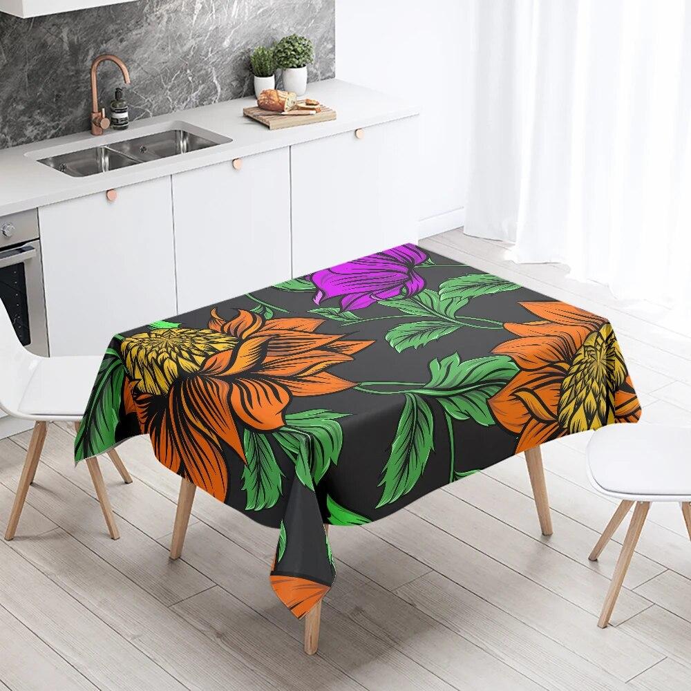 Psychedelic Colorful Leaf Tablecloth Rectangle  Wedding Party Decoration Restaurant Table Kitchen Home Decor