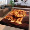 Fiery Lion Print Carpet with Bold Design in Warm Tones Suitable for use as an anti-slip for living room bedroom sofas