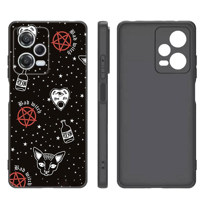 Witches Moon Tarot Witch Ouija Black Silicone Phone Case For Xiaomi Redmi Note 9 10 11 11S 11T 12 13 Pro 5G Plus 9S 10S 12S
