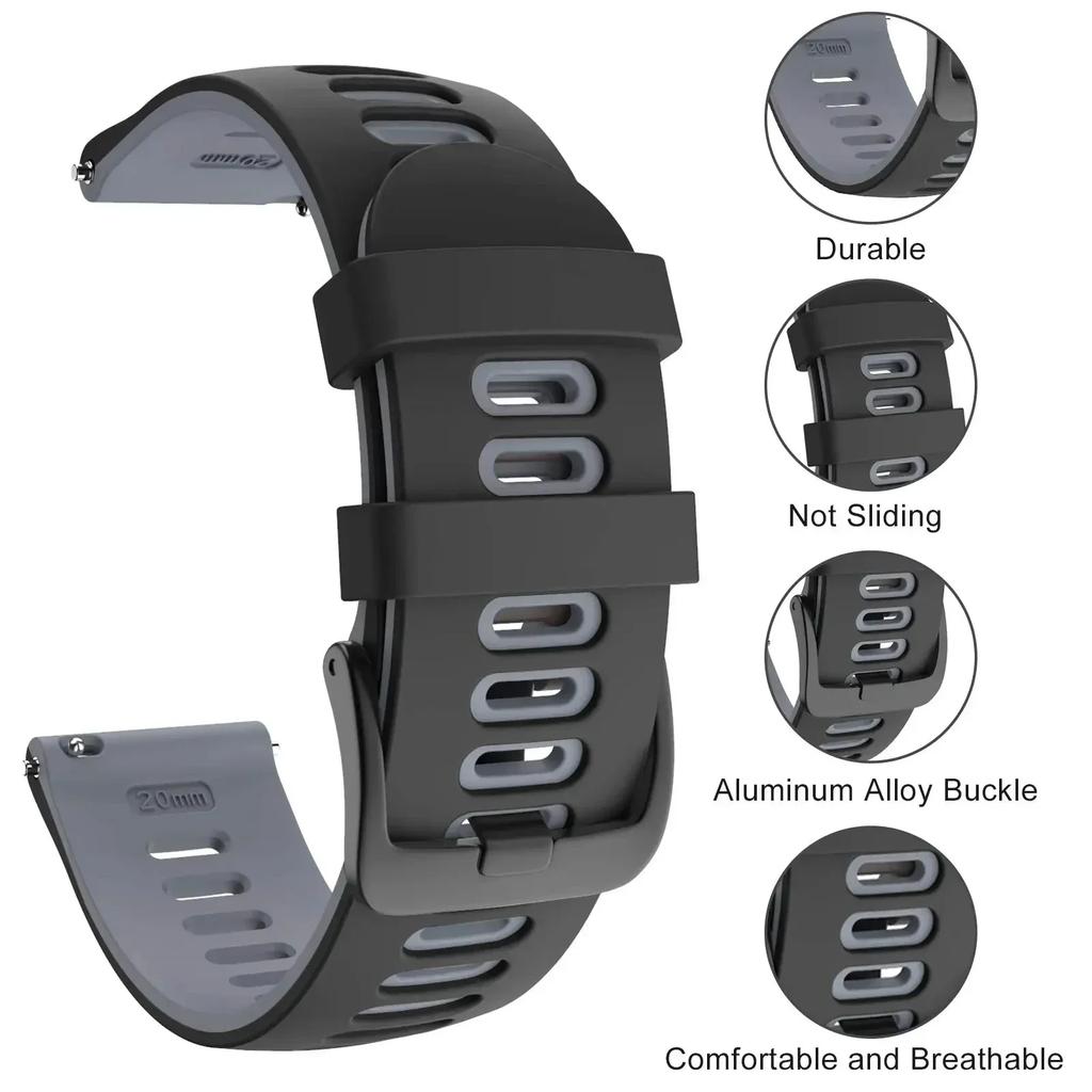 20mm 22mm Two-color Silicone Strap For Garmin Forerunner 265 165 55 965 955 255 570 970 Bracelet Wristband Garmin Venu 4/3 Belt