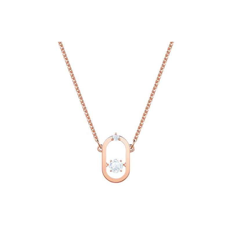 Swarovski Una Sparkling Dance Series Oval Crystal Pendant Necklace Women Necklace Rose-Gold 5468084