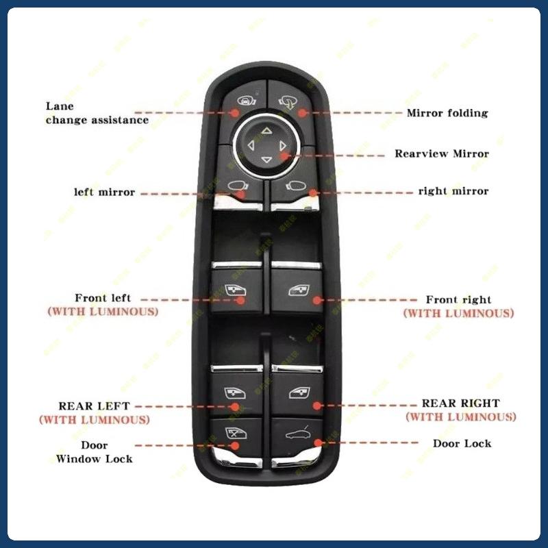 7PP959858AE For Porsche Macan Panamera Cayenne Drivers Side Electric Master Power Window Control Switch Button Car Accessories