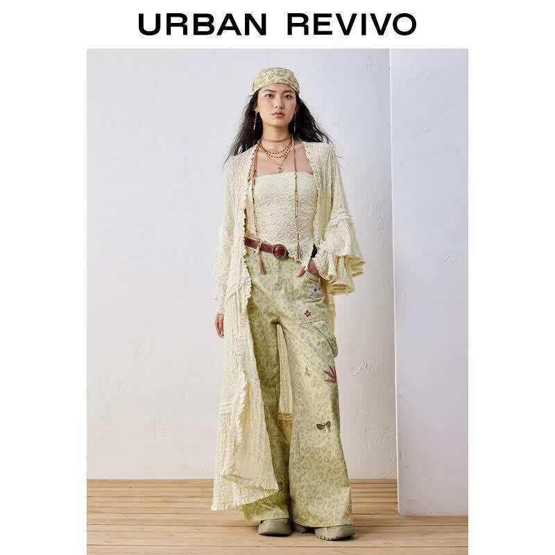UR Women s Hollow Textured Long Coat XS грязно-белый