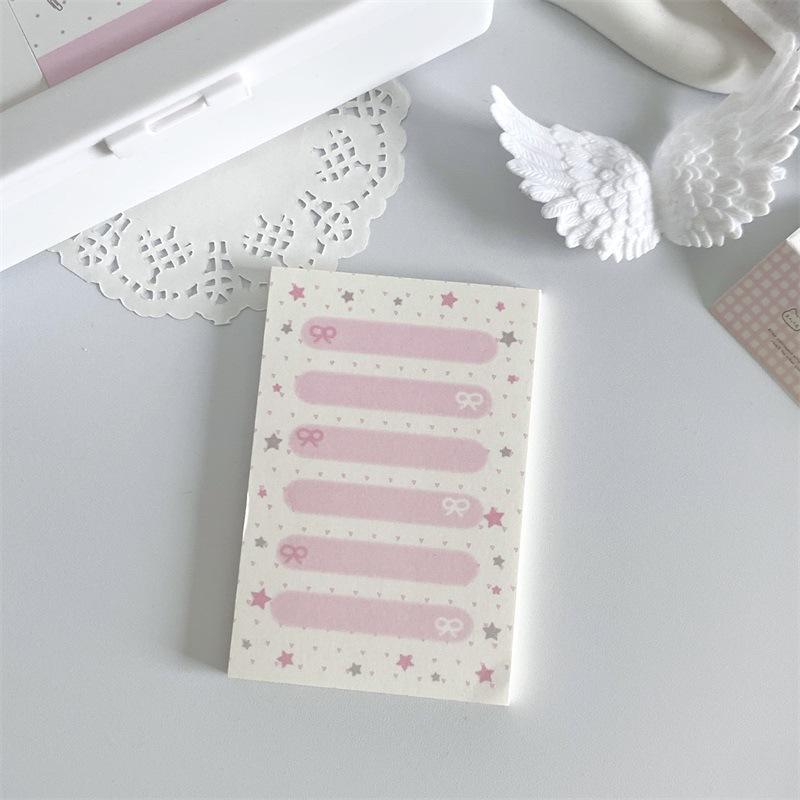 Kawaii Pink Cat Memo Pad 50 Sheets Cute Paw Print Sticky Notes A7 Size Notepad for Journaling Study Office School Stationery