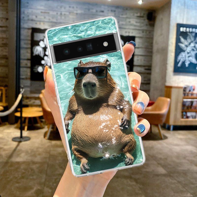 Phone Case Cover for Google Pixel 9 8 7 6 5 4 4XL 7A 6A 5A 4A 3A Pro XL Transparent Soft TPU Shell Cute Cartoon Capybara Pattern