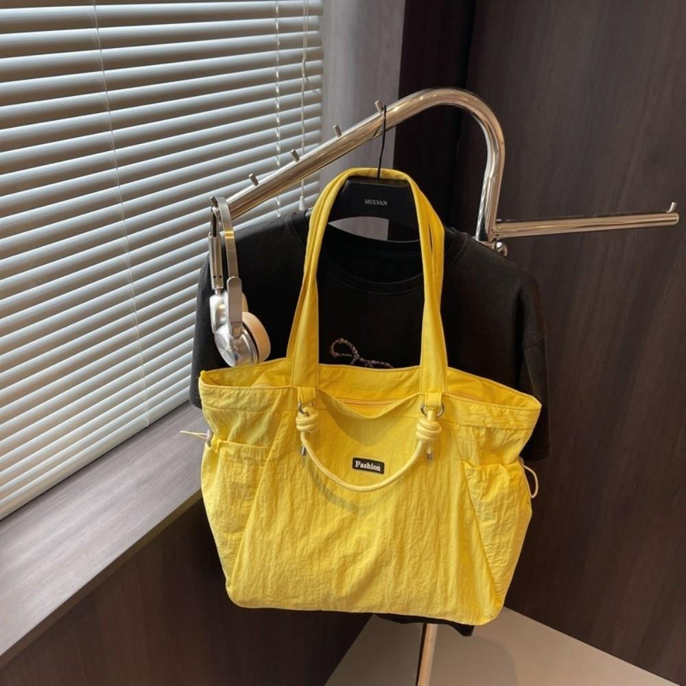 Large Capacity Women's Totes Bag Solid Color Commuting Handbag Fashion Nylon Shoulder Bag  Girls