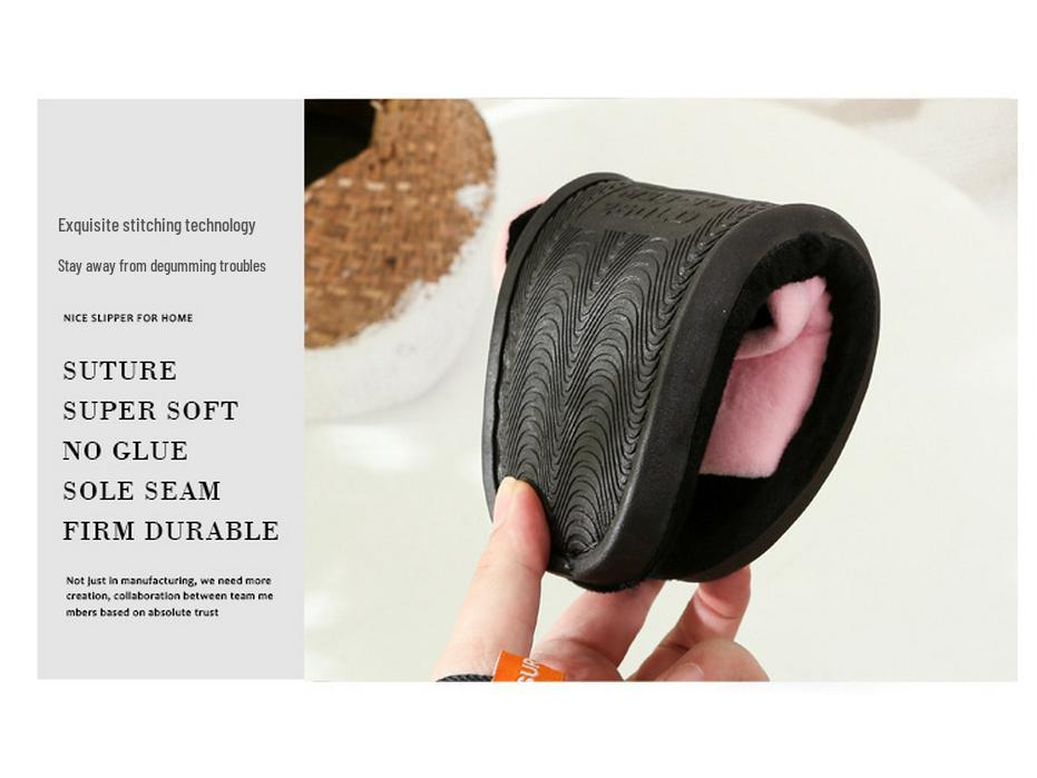 Jujia Autumn/Winter Warm Cotton Open-Toe Slippers for Men and Women