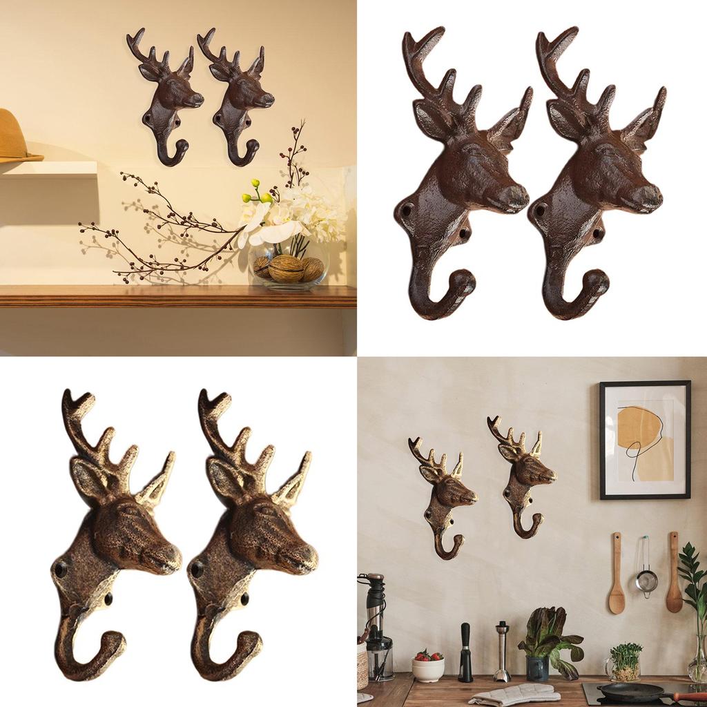 Set of 2 Sturdy Cast Iron Antler Hooks for Coats Towels Decorative Entryway Hangers Home Accessory Daily Casual Use