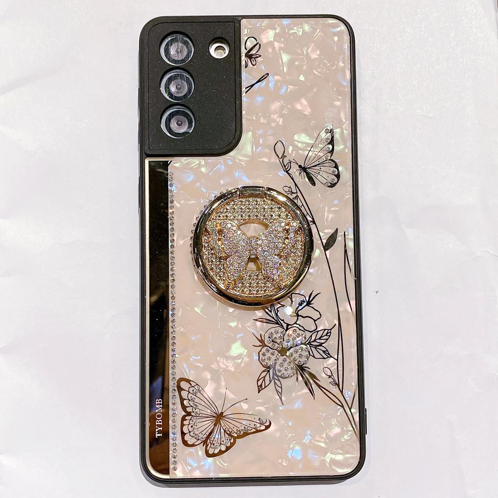 Samsung Note20Ultra Butterfly Ring Stand Phone Case S25 Mirror Water Diamond Anti-drop Protective Case