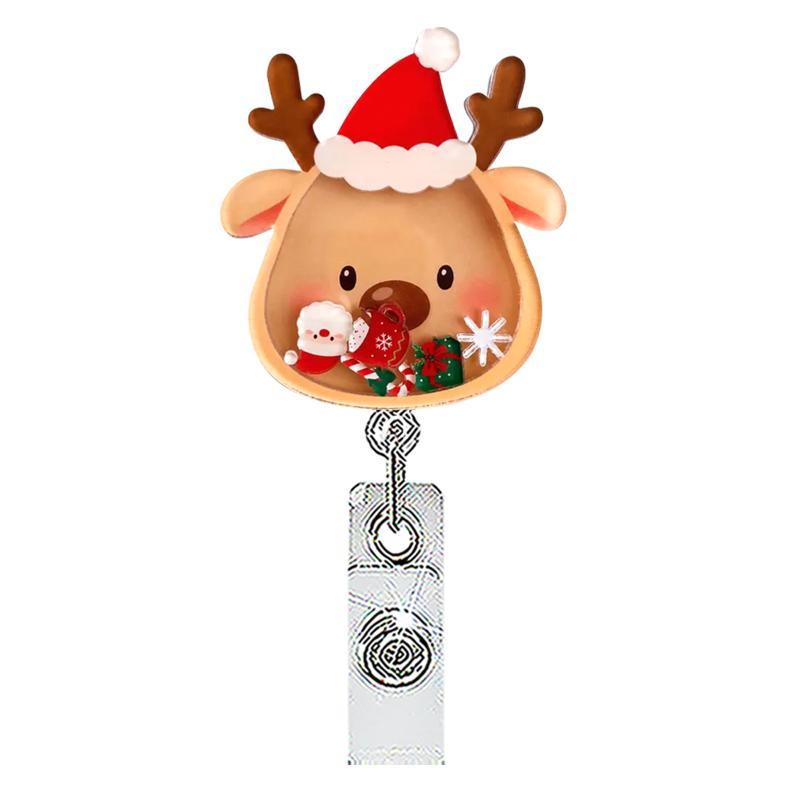 Christmas Badge Reel Holiday Patterned Badge Reel Clip Holiday Pattern Badge Reel Individual Packaged Christmas Id Holder