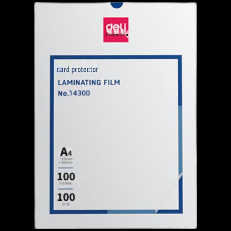 Deli A4 100mic Laminating Film (100 Sheets) CN plug (adapter included)