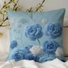 New 3D Imitation Plush Blue Rose Pillowcase Pastoral Home Sofa Cushion Pillowcase Decoration