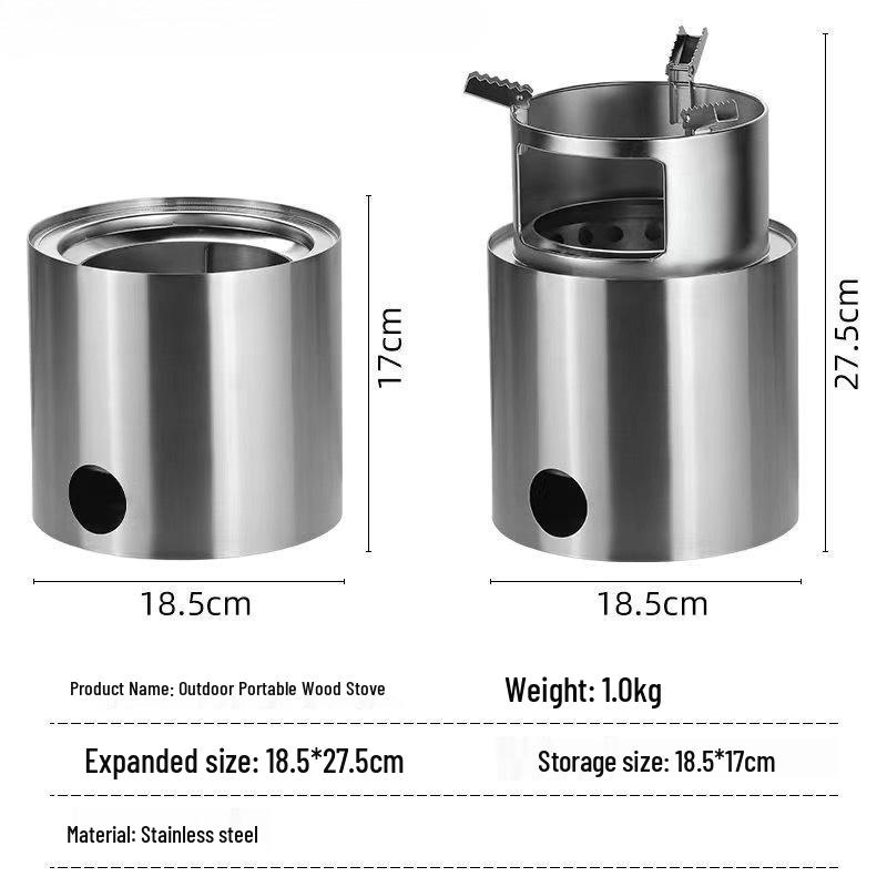 Compact Outdoor Wood Cooking Stove - Portable Firewood Stove for Travel