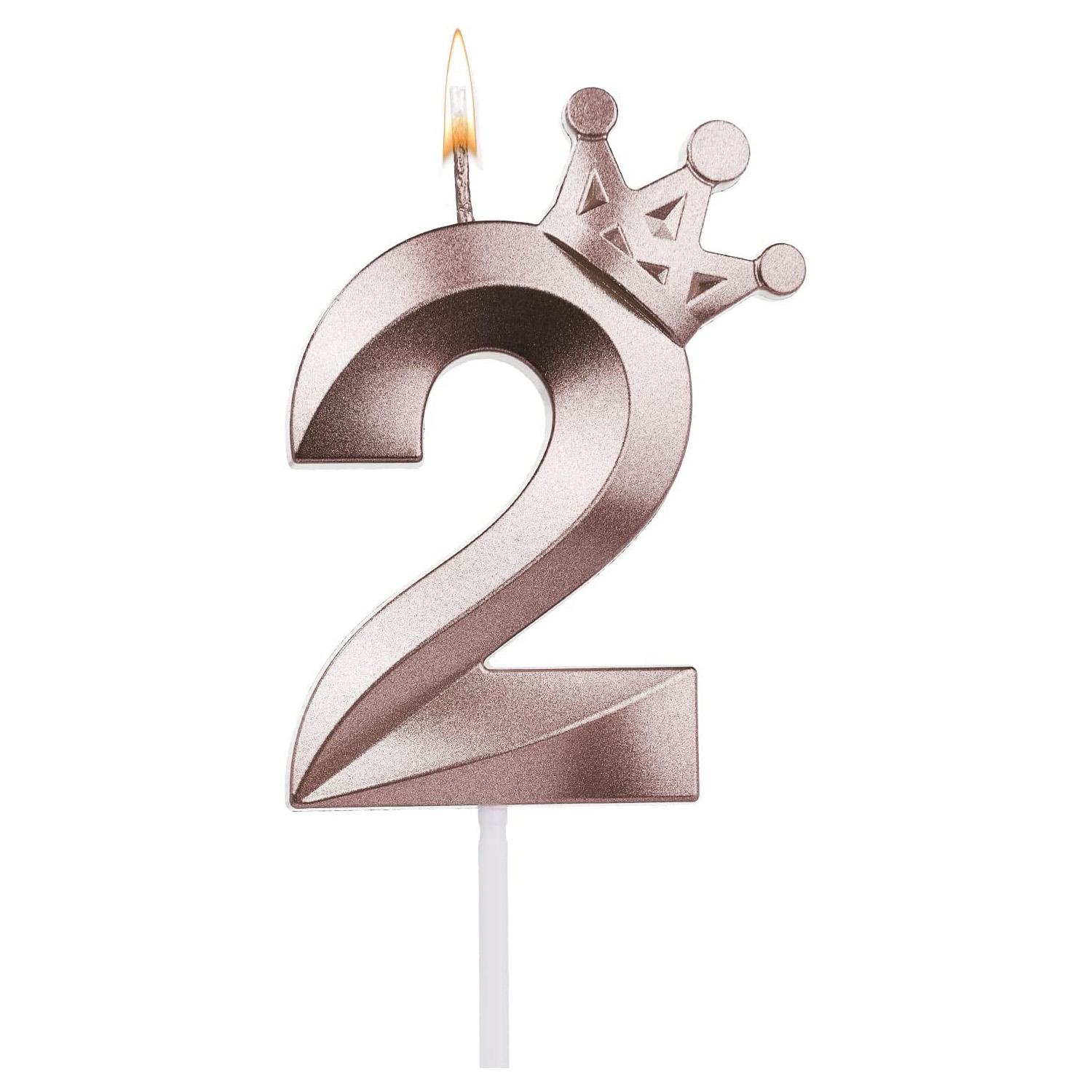 

3D Number0 Candle for Birthday Cakes Numeral Birthday Candles with Elegant Crown Decor for Parties Wedding Anniversary Valentine