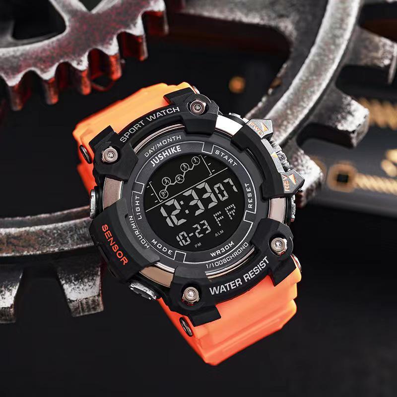 

Мужские спортивные часы для активного отдыха с большим циферблатом, календарем, будильником и секундомером orange color оранжевый