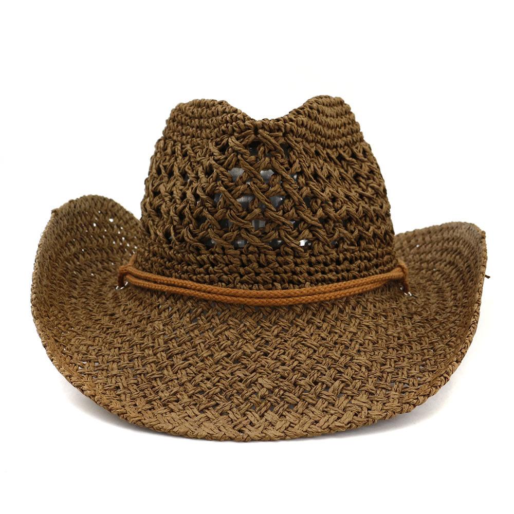 Hot-selling Hollowed-out Panama Straw Hat Women's Retro Straw Woven Western Cowboy Hat Men's Summer Sunscreen Beach Hat