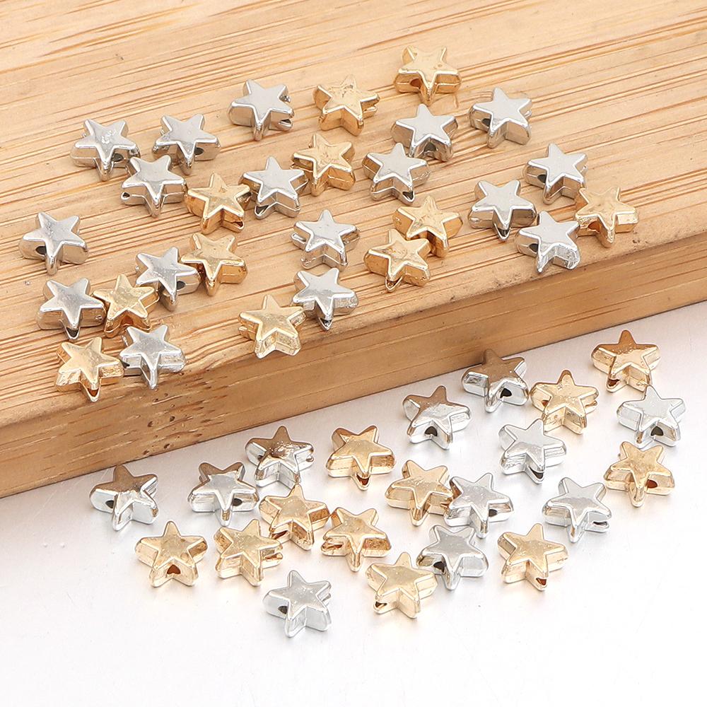 200pcs/lot 6mm Star CCB Beads Pentagram Bead Spacer Beads For Jewelry Making DIY Bracelet Necklace Plastic Loose Beads Wholesale