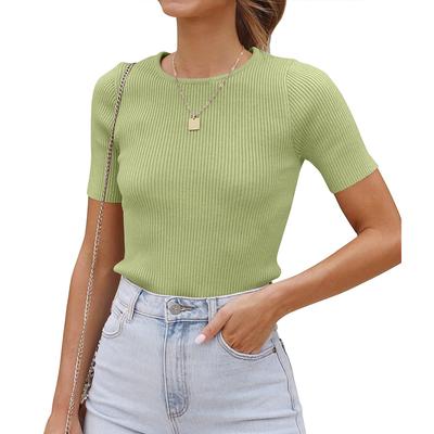 Women's Summer New Round Neck Bottom Skinny Basic Sweater Top