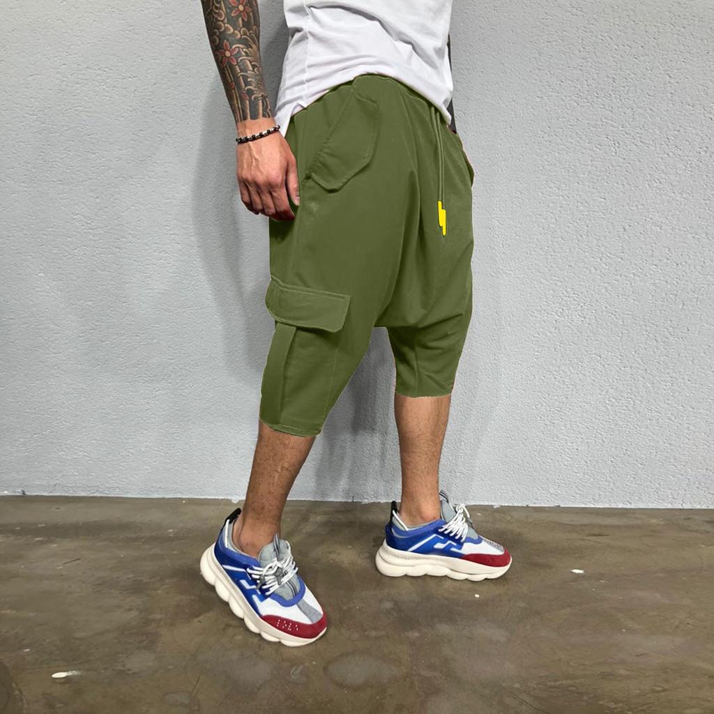 Casual Sweatpants for Men Hip Hop Trend in Europe America Loose Solid Street Sports Harlan Cropped Trousers Men'S Clothing