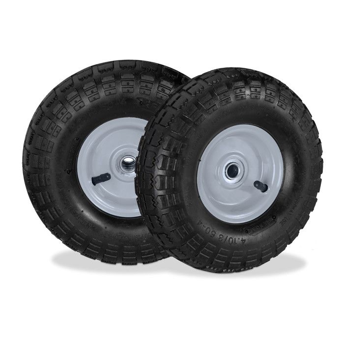 Relaxdays 2 kola pro rudl 4.1/3.5-4, se vzduchem, osa 136 mm, do 136 kg, ocelové ráfky 260x85 mm, černo-šedá