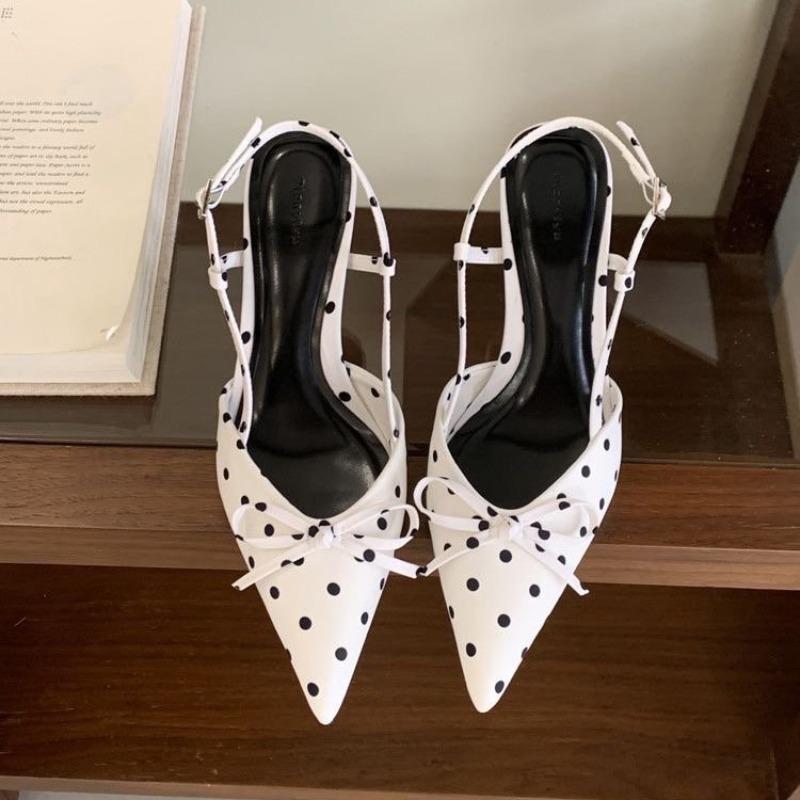 Bowknot Baotou Slippers Women's Outer Wear Pointed Toe Shallow Mouth Back Air Non-slip Temperament High Heels