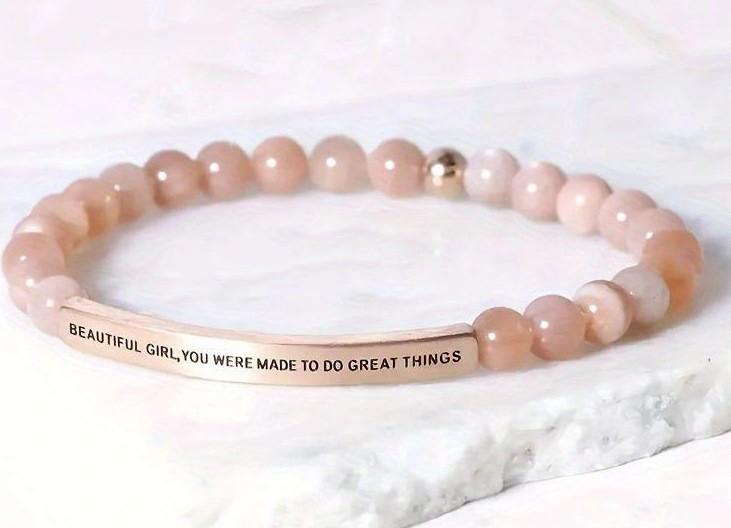 6Mm steel ball obsidian powder chalcedony stainless steel elbow lettering aquamarine bracelet