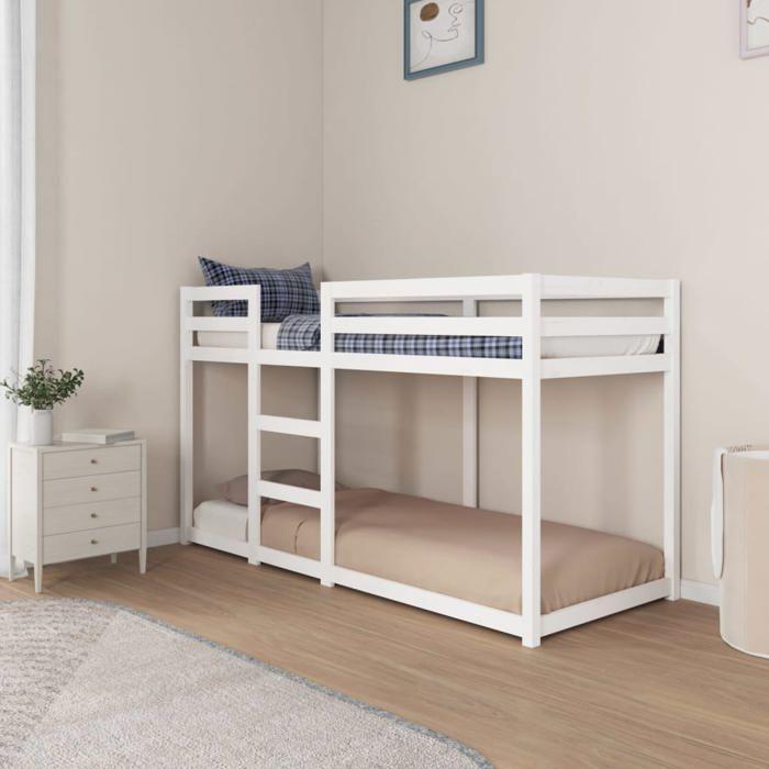 VidaXL Bunk Bed Bed Frame Slat Base Bed for Children Bedroom Furniture Interior White 75x190 Cm 821660