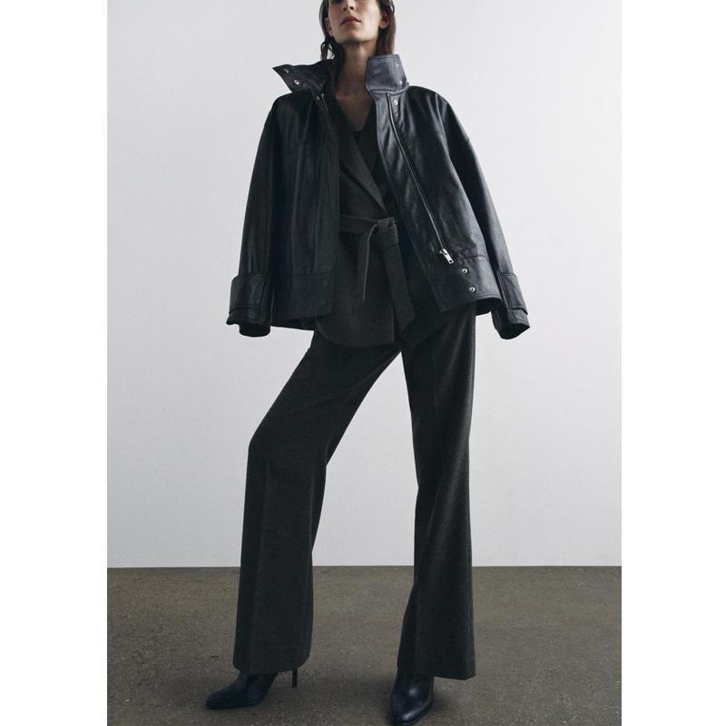 Fall and Winter New Women's Clothing Wool Blend with Belt Suit Outwear 3736248 Straight-Leg Trousers 3736259