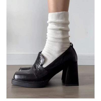 British Style Thick Heel High Heel Small Leather Shoes Women's Retro French Loafers 2025 New Casual Versatile Jk Single Shoes Women