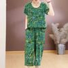 Women's Plus Size Floral Print 2-Piece Set, Casual Short Sleeve Top & Capri Pants (XL-7XL)